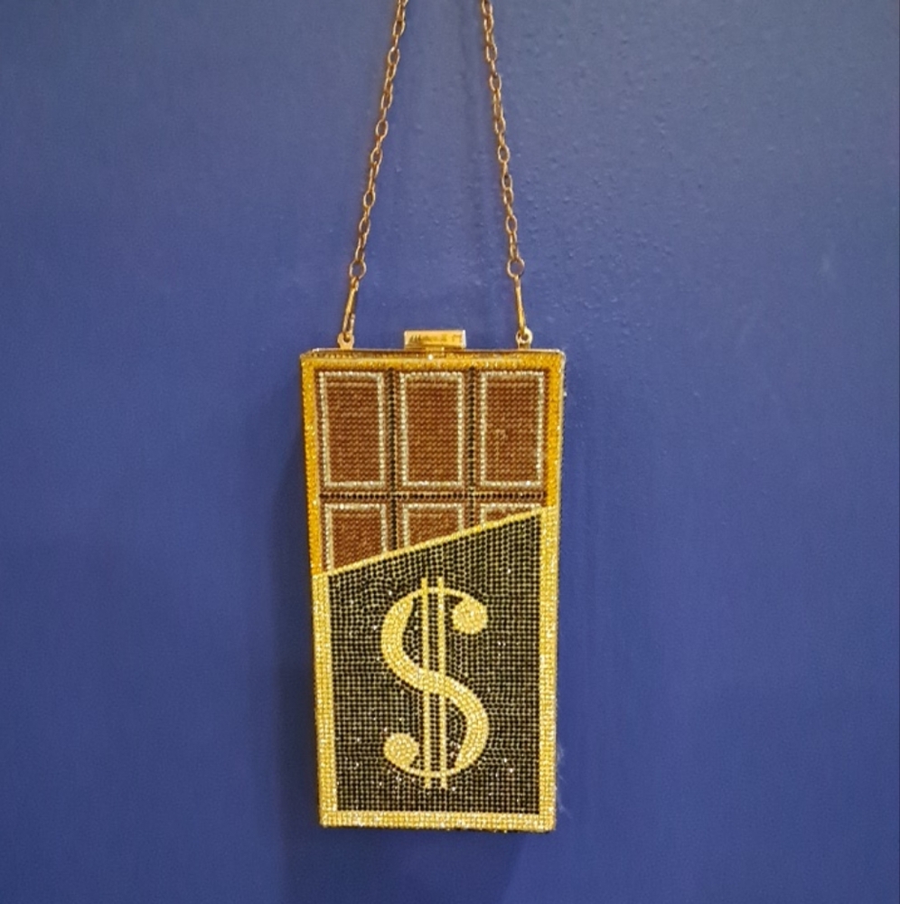Gold and Brown Beaded Clutch
